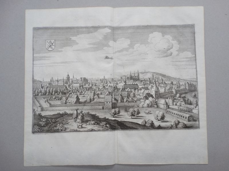 Altzey. Gesamtansicht Kupferstich M. Merian Deutschland Historisch 17. Jh. 1698